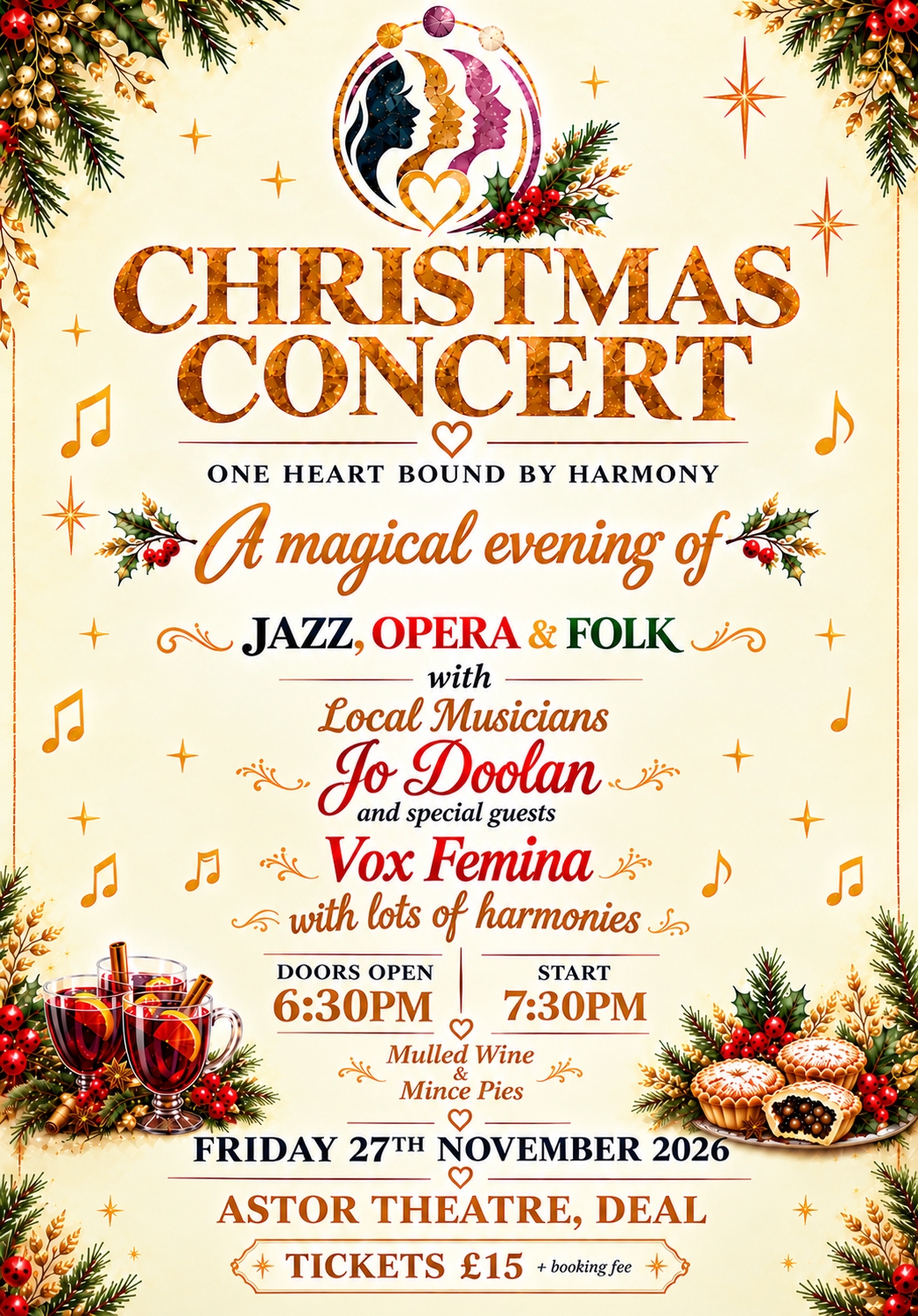 A Magical Evening of Jazz, Opera & Folk - Featuring local musicians Jo Doolan and special guests Vox Femina (picture: The Astor Theatre, Deal)
