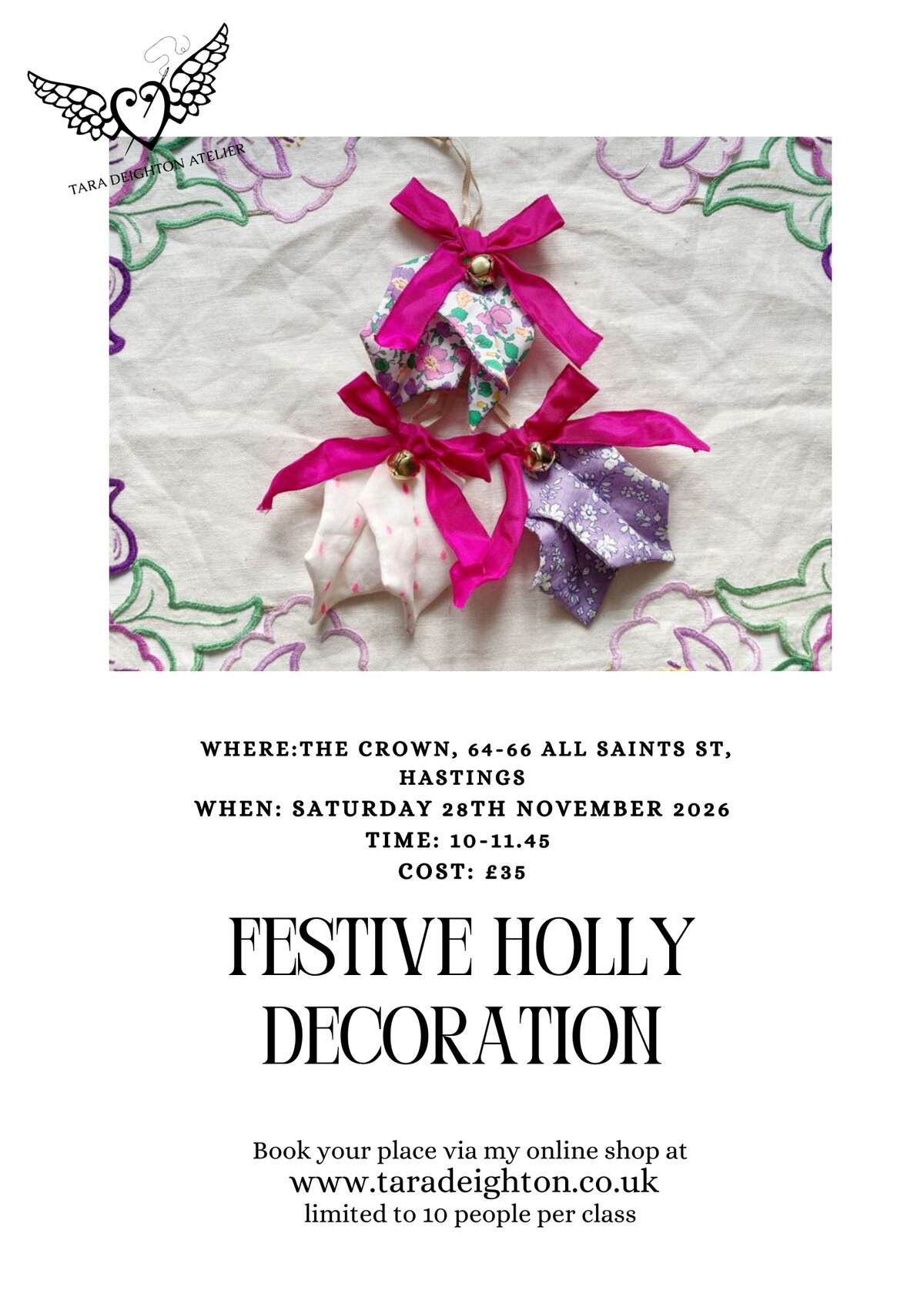 Festive Textile Holly Workshop (picture: The Crown)