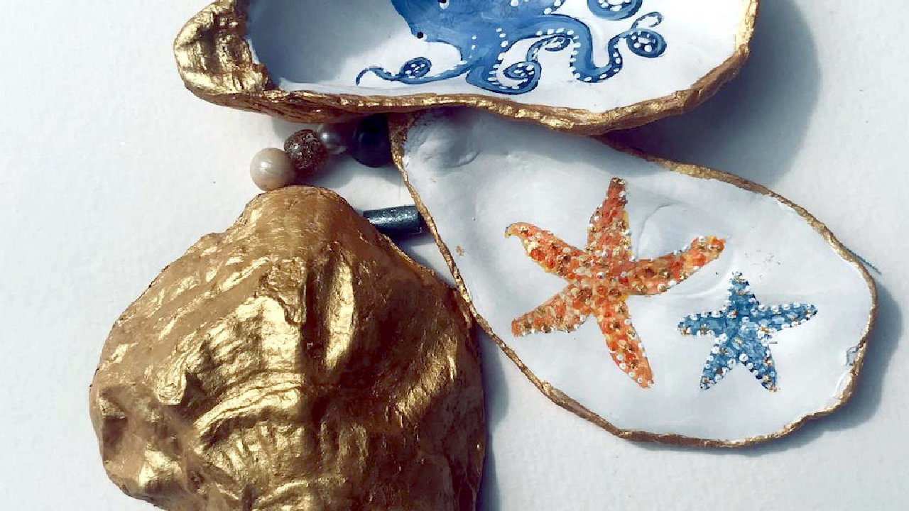Oyster shell decorations Christmas workshop with ARTeStart (picture: The Horsebridge Arts Centre)