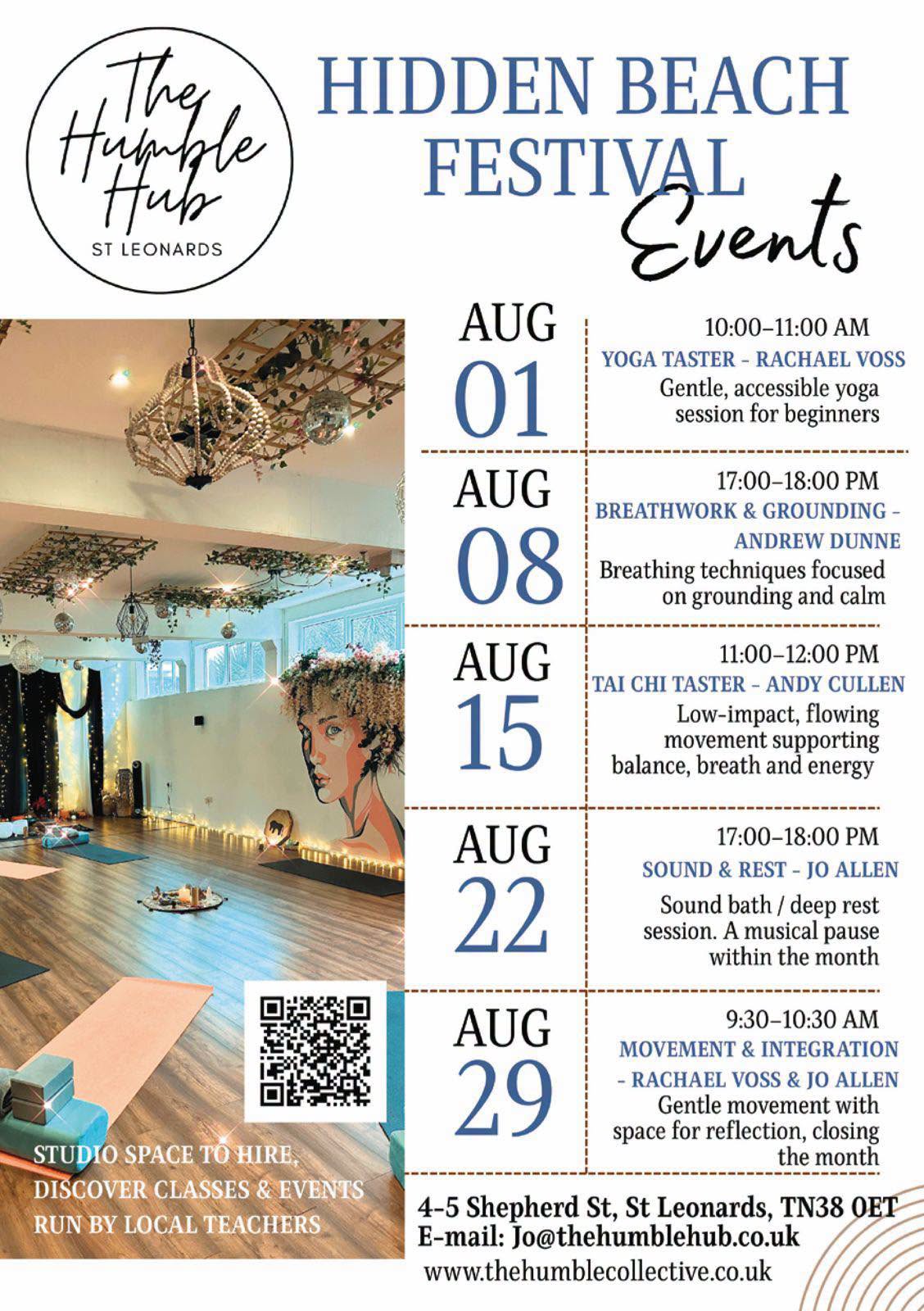 The Humble Hub wellness events schedule for Hidden Beach Festival
