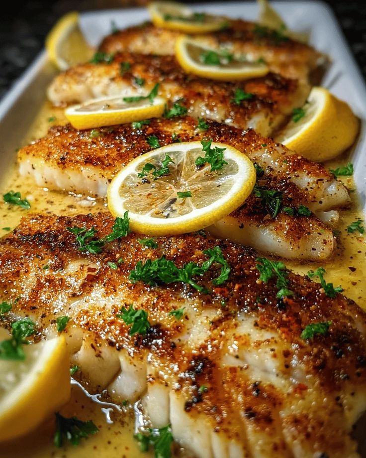 Pan-fried fish with lemon and herbs
